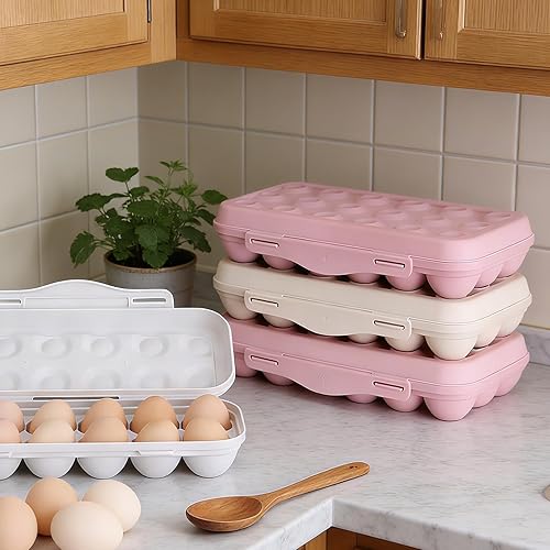 Miniatura 8 de PhantomSky Soporte para huevos al aire libre de gran capacidad, contenedor de almacenamiento de huevos frescos de plástico para refrigerador, #6-016