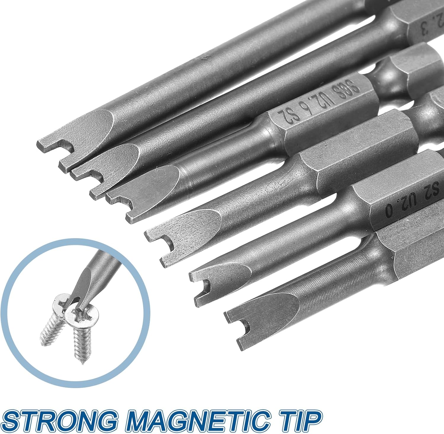 HARFINGTON 4pcs U Shape Screwdriver Bits U#1.7#2.0#2.3#2.6 1/4" Hex Shank 1" Insert Bits S2 Magnetic U Type Screwdriver for Electronic Appliances