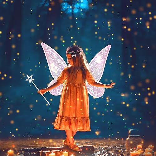 Miniatura 4 de 7 piezas de alas de hada, alas transparentes brillantes, mariposa, hada, Halloween, alas de ángel, para niños, niñas y mujeres