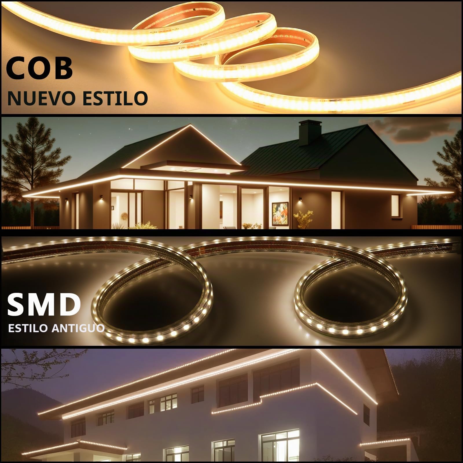 BENLUN Tira LED COB 24V Exterior Impermeable 20 Metros con Transformador | 3000K Blanco Cálido Luces de LED IP67 7W/M CRI 93 Flexible para Habitacion Techo, Iluminación Decorativa, Patio, Jardín