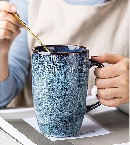 Miniatura 7 de Tazas de café grandes de cerámica, 21 onzas, diseño de mango grande, taza de té y café extragrande para oficina y hogar, apta para microondas y