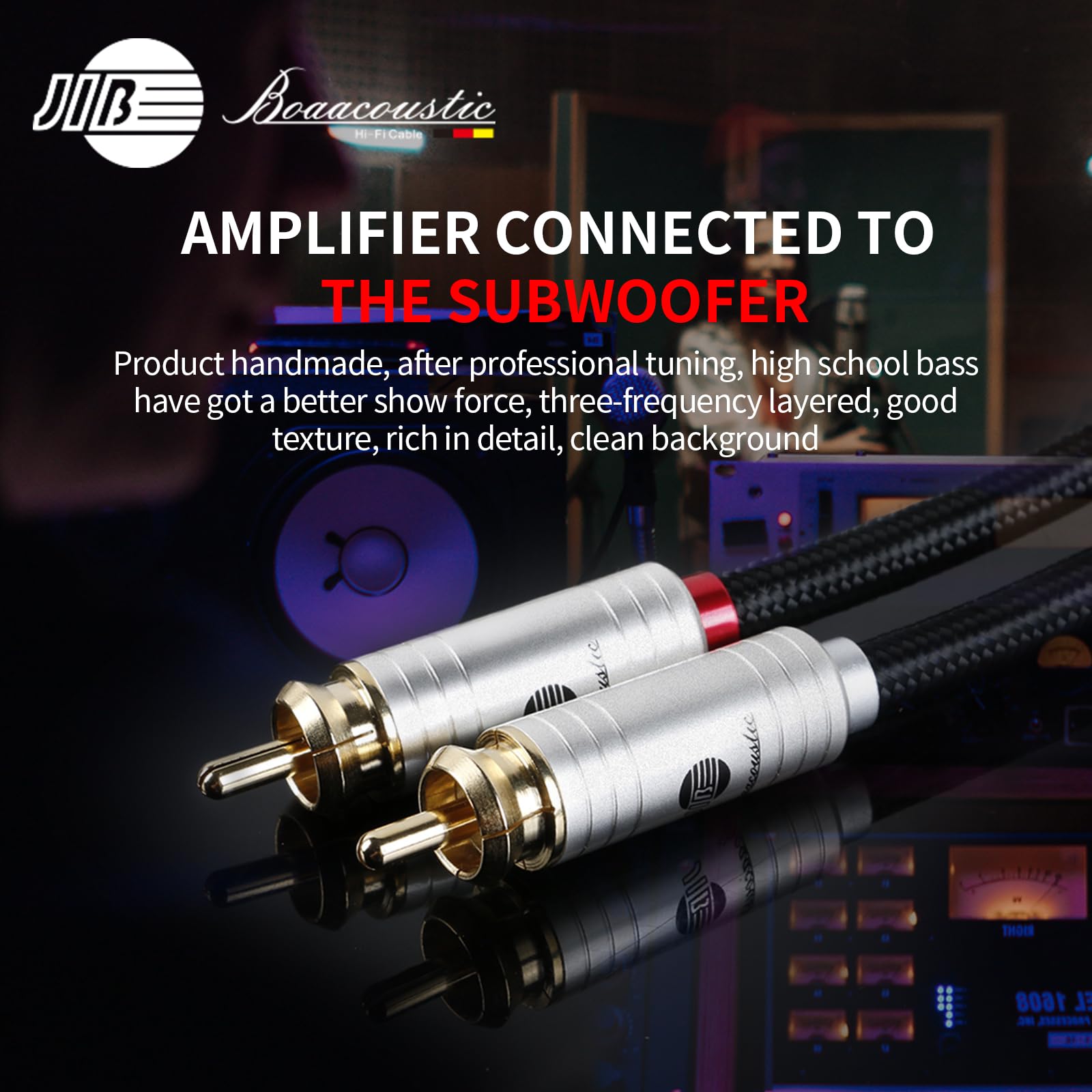 BOAACOUSTIC JIB Câble Subwoofer Y Cinch 2 vers 1 High end, Câble RCA Chinch Y 1 vers 2 Câble Coaxial Audio Numérique pour Amplificateur, TV vers Subwoofer, etc. 3m