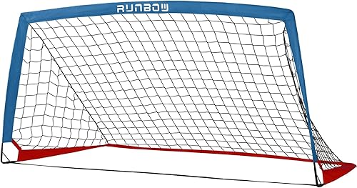 RUNBOW Portería de fútbol portátil para niños de 6 x 4 pies para práctica de patio trasero, red de fútbol con bolsa de transporte