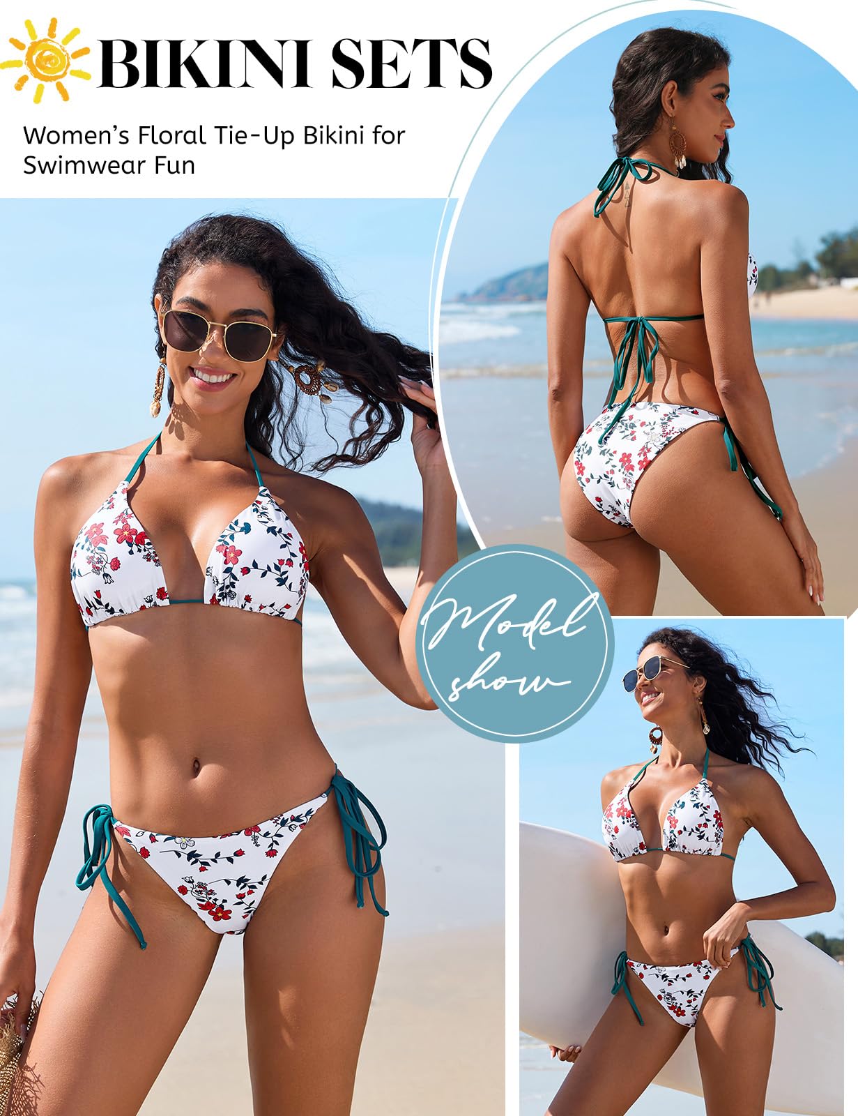 UMIPUBO Costume da Bagno Donna Due Pezzi Costumi Sexy Triangolo Bikini Set Reggiseno Spiaggia Thong Coulisse Imbottito Beachwear