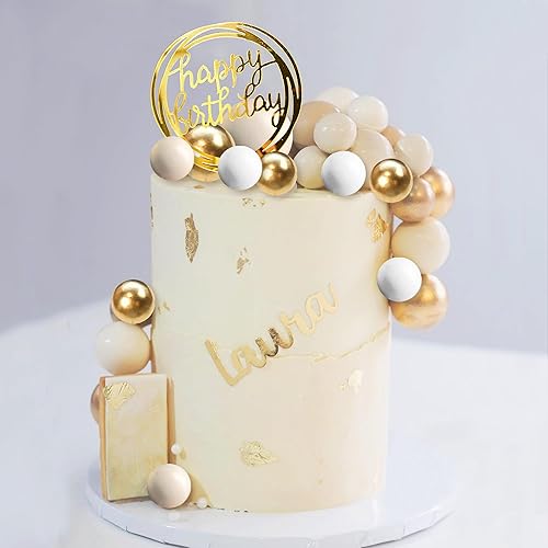 Miniatura 4 de Decoración para tartas de bola, decoración de bolas blancas y caqui, decoración para tartas de bricolaje, bolas de espuma para hornear, decoración