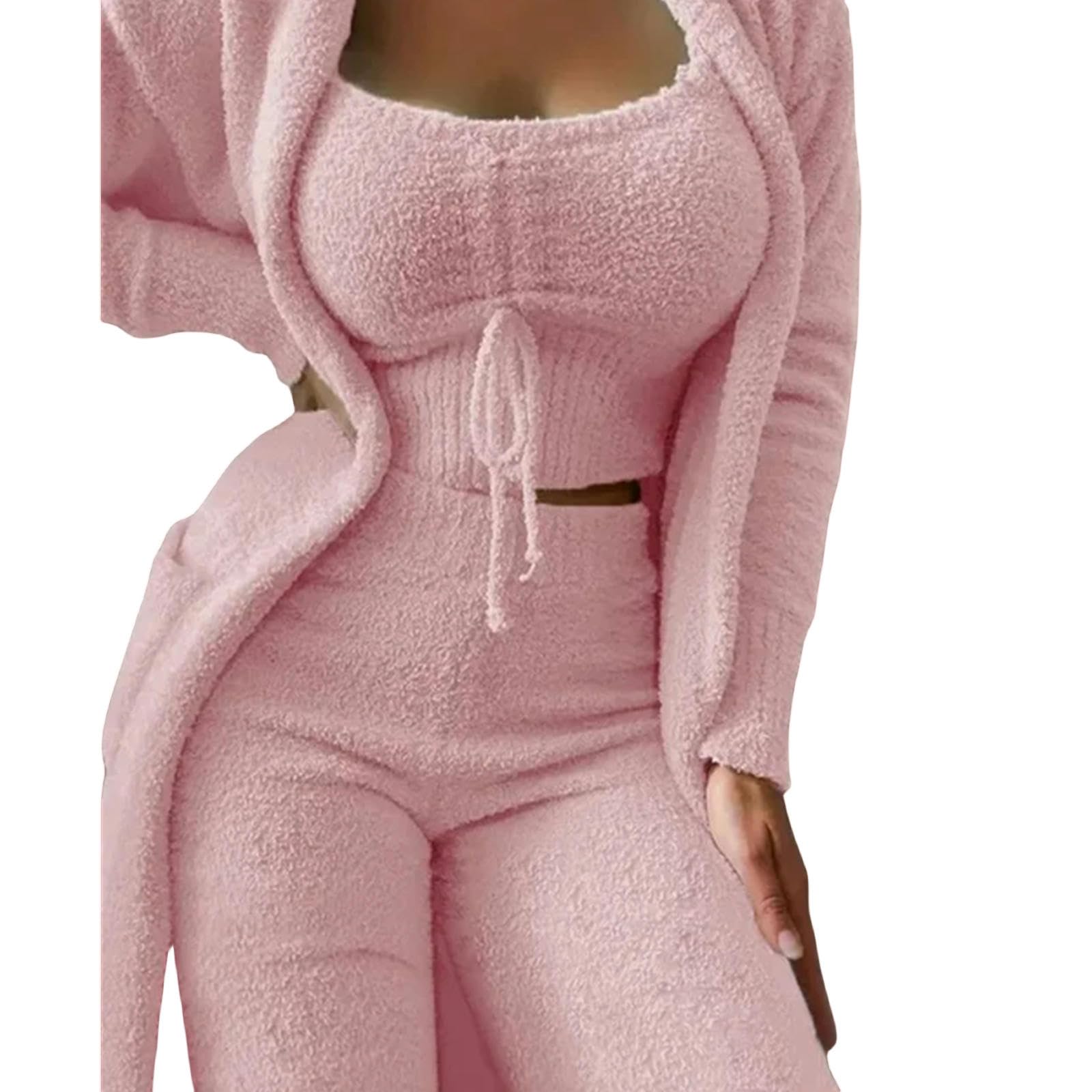 TEidea Pigiama Donna Invernale Set di Pigiama da Donna Autunno E Inverno, Set A Tre Pezzi: Top + Pantaloni + Giacca