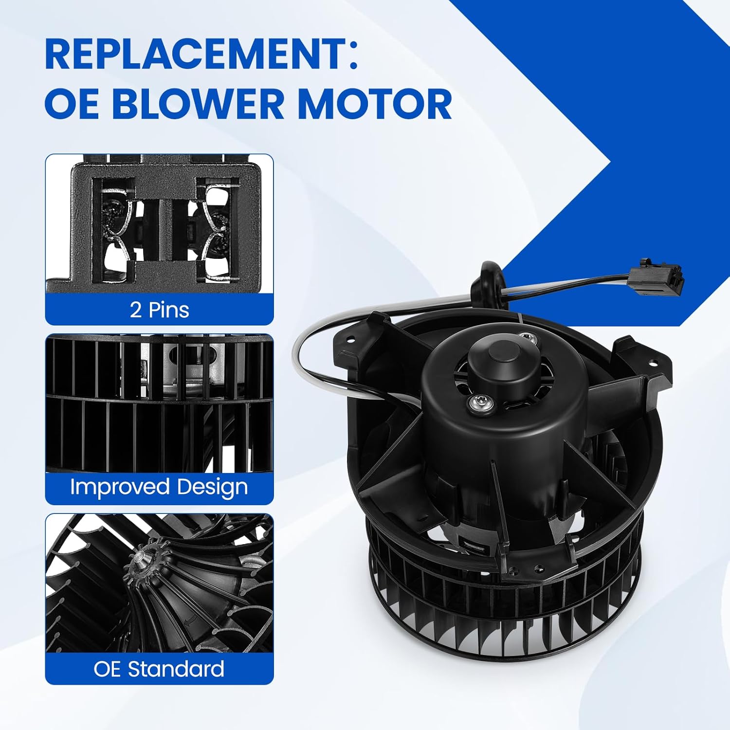 HVAC Blower Motor 700070 Compatible with Dodge Caravan 2001-2007, Compatible with Chrysler Town & Country Pacifica, 75739 4885475AB A/C Blower Motor Assembly for Voyager