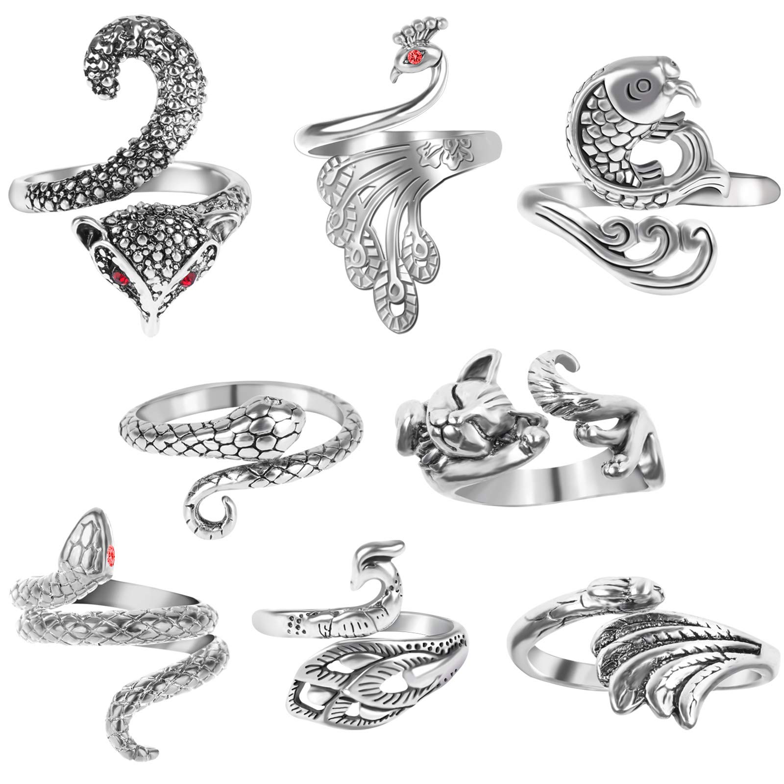 8 Pcs Adjustable Knitting Crochet Loop Ring Braided Knitting Ring Yarn Guide Finger Holder Knitting Thimble Ring Adjustable Colored Open Ring for Knitting Handmade Crafts, 8 Styles (2cm/ 0.79 Inch)