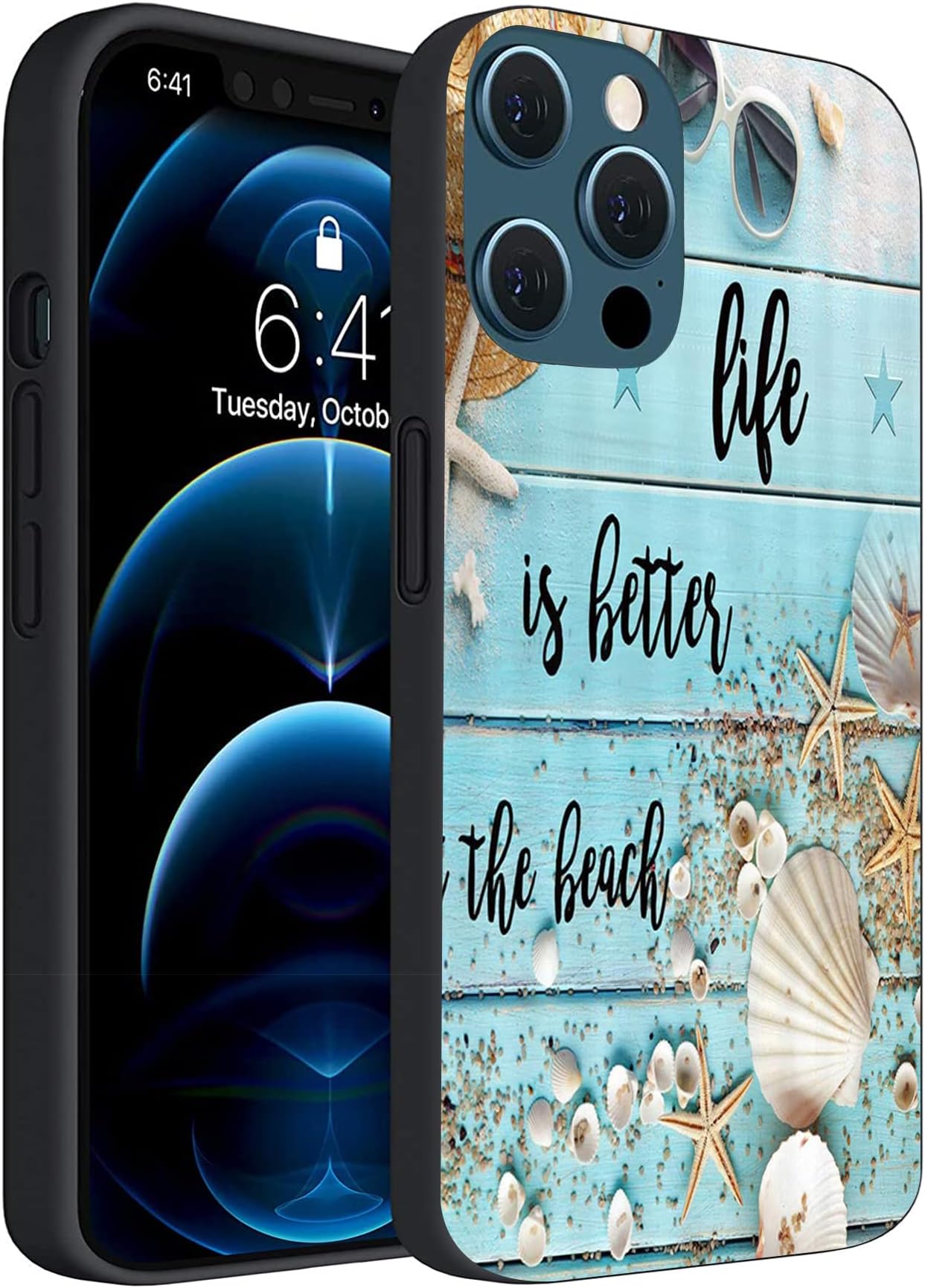PINPNPZ Compatible for iPhone 11 Case, Beach Teal Rustic Phone Case Gift for Girls Women Soft TPU Slim Shockproof Protective Case