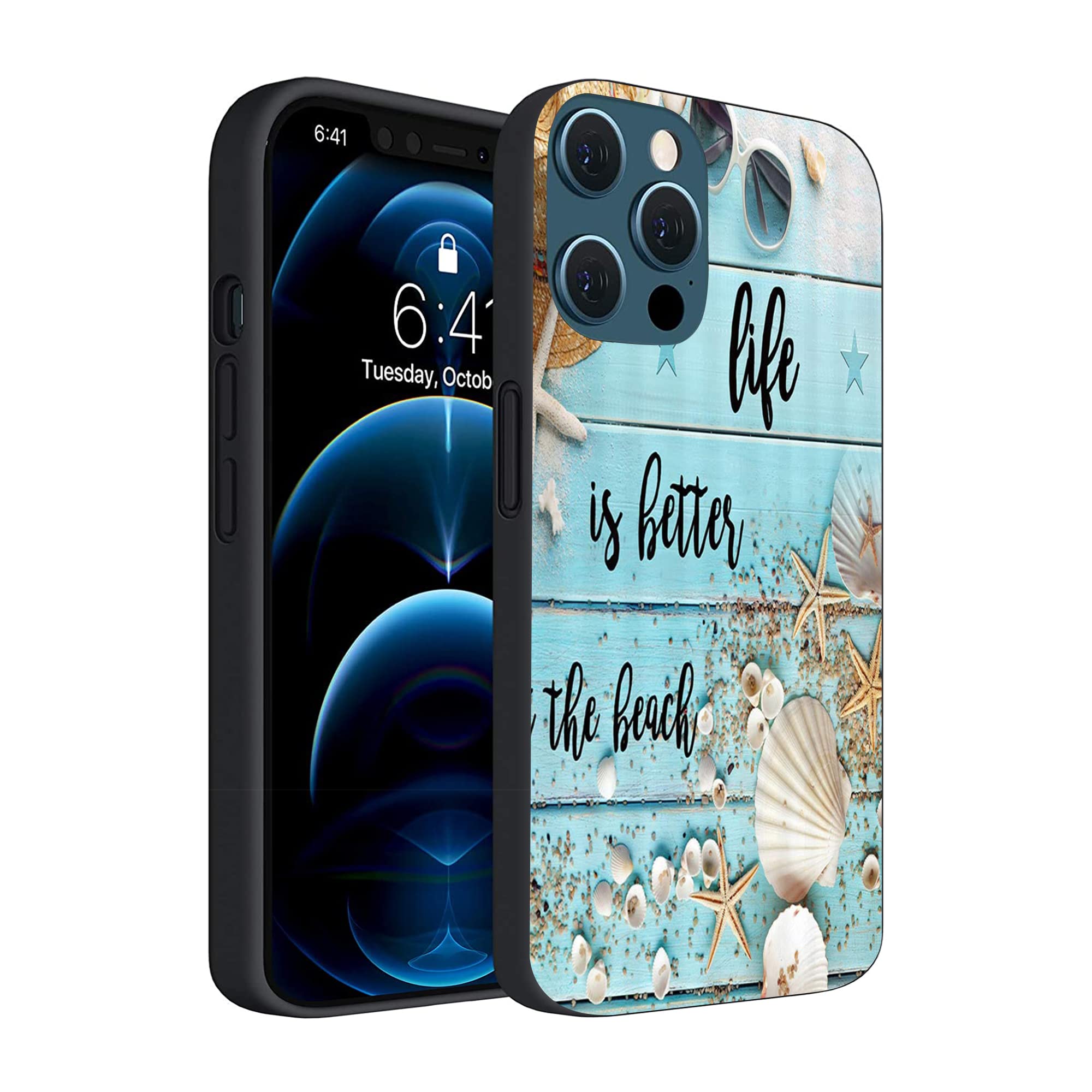 PINPNPZ Compatible for iPhone 11 Case, Beach Teal Rustic Phone Case Gift for Girls Women Soft TPU Slim Shockproof Protective Case