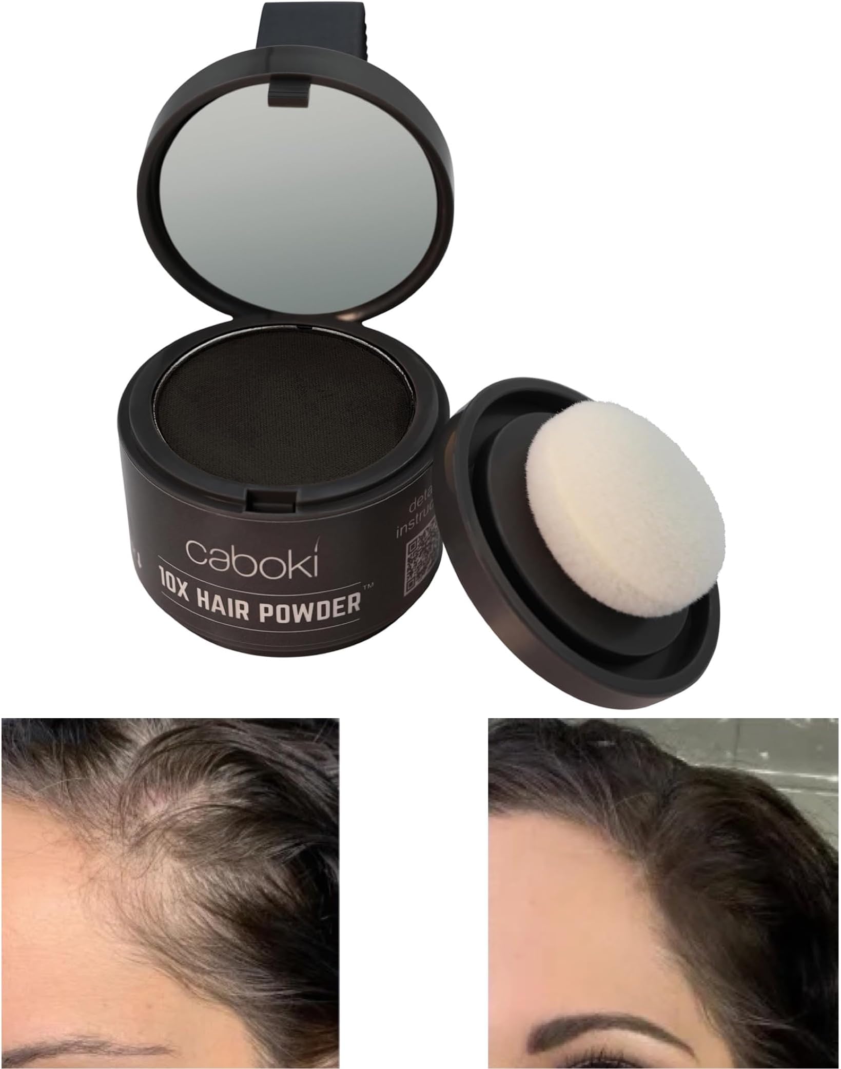 10X Volumizing Hair Powder for Thinning Hair: Root Touch Up, Fill in Hairline & Edges, Cover Bald Spots and Gray For Men and Women. TALC-Free,Dark Brown
