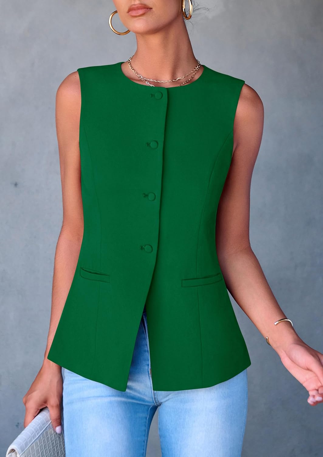 PRETTYGARDEN Women's Summer Suit Vest Tops 2026 Dressy Business Casual Sleeveless Button Down Trendy Fashion Blazer Waistcoat - Image 8