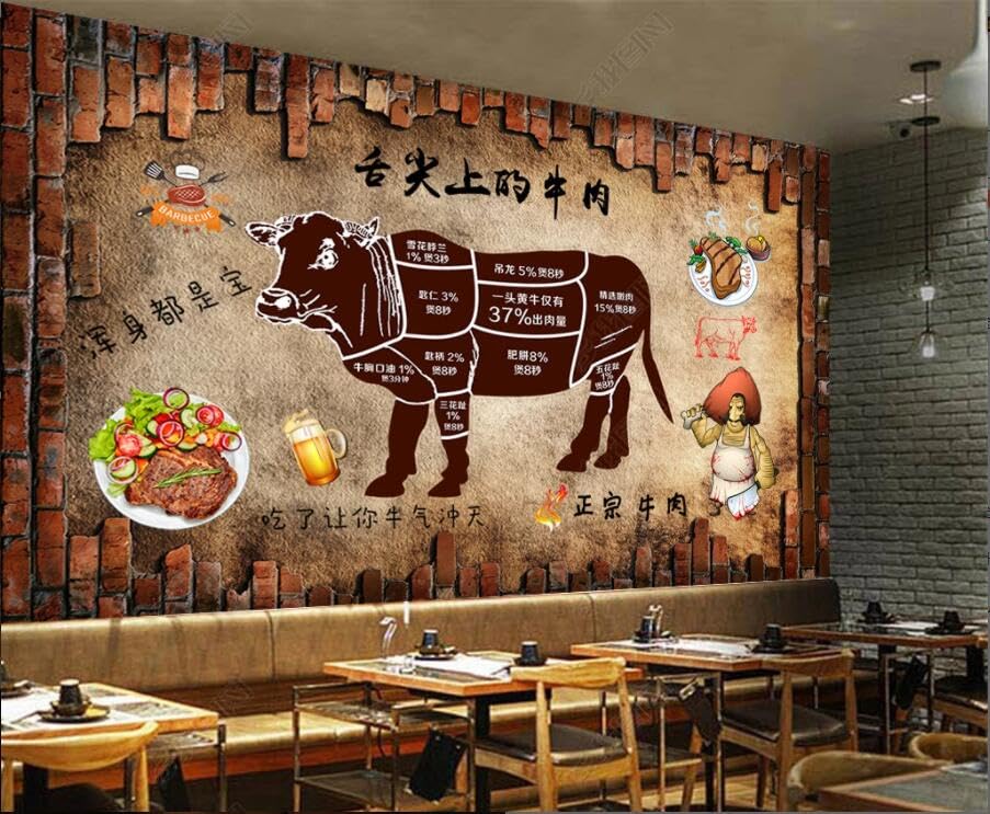 Mur de fond pour restaurant de fondue au bœuf 350x245cm