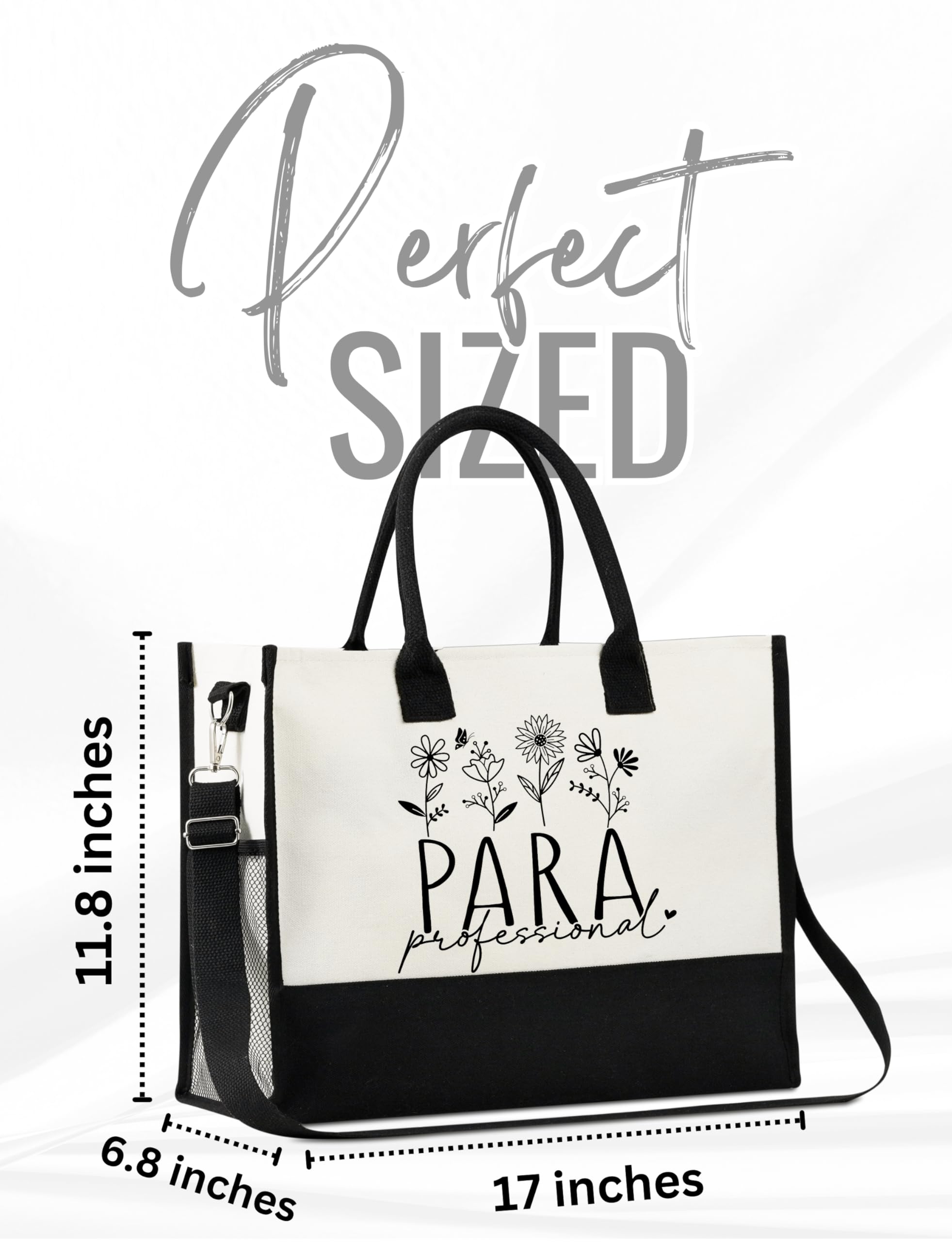 InnoBeta Paraprofessional Gifts for Women Canvas Tote Bag on Paraprofessional Appreciation Day, Tote with Top Zipper Closure and Shoulder Strap