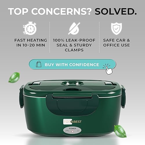 Miniatura 7 de FORABEST Lonchera térmica de 80 W para adultos, calentador de alimentos portátil con 2 recipientes de acero inoxidable de 1.5 L, utensilios, bolsa