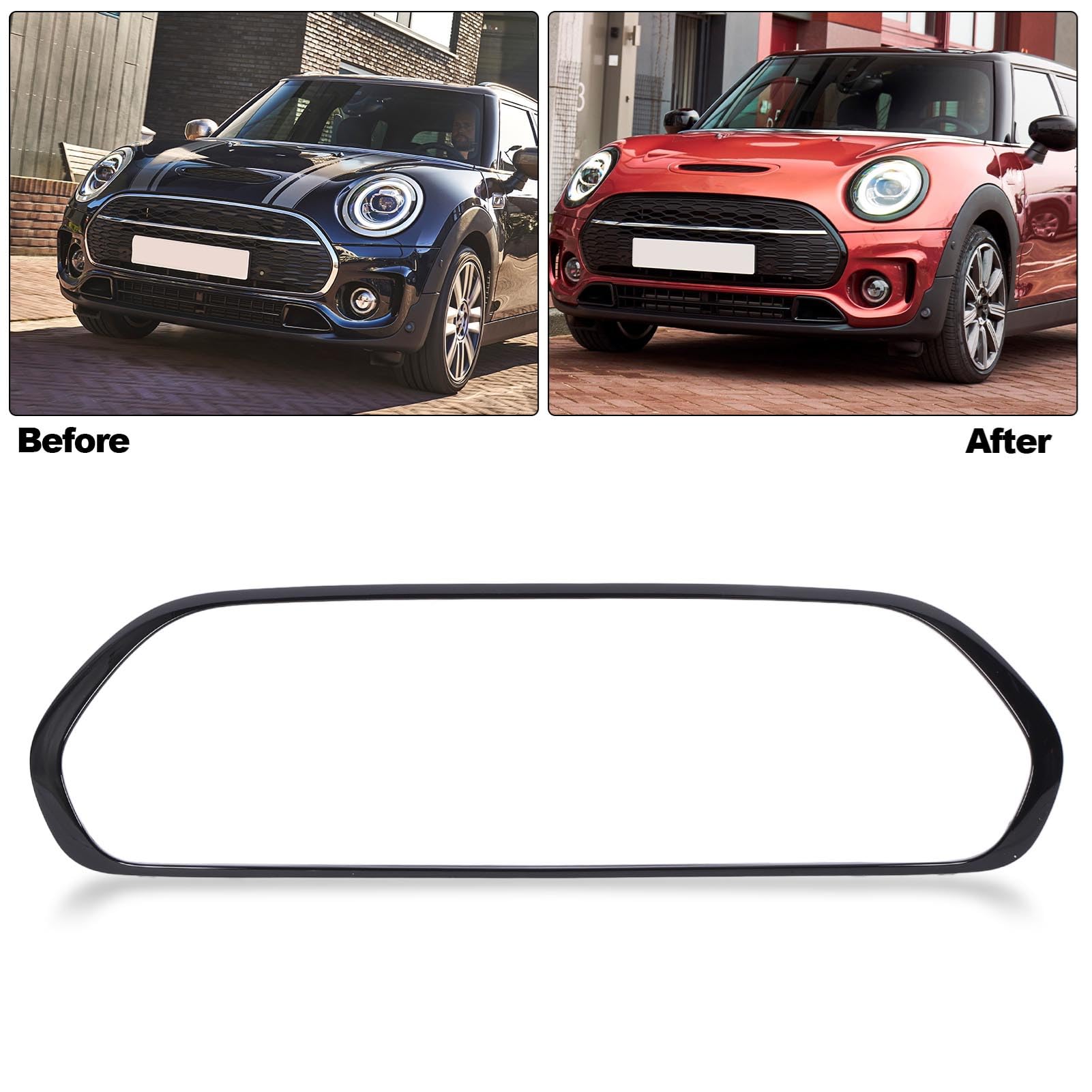 Negro brillante rejilla alrededor de la cubierta de ajuste para Mini Clubman F54 2015-2024, Clubman S F54 2015-2024, Clubman JCW F54 2015-2024, instalación simple, 51137351369