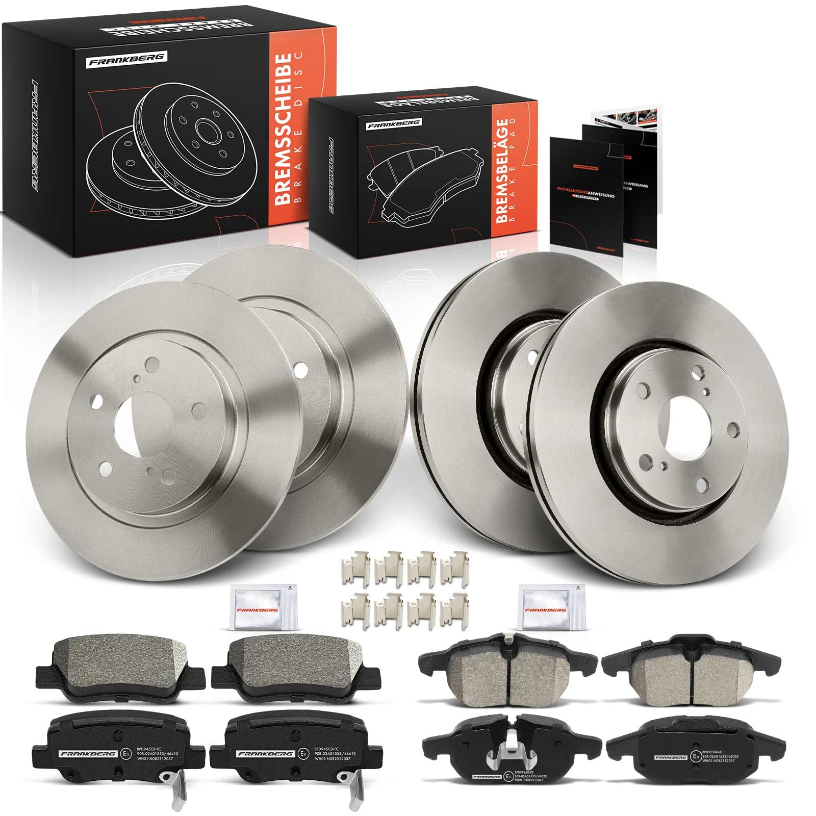 Frankberg Set freni incl. 4x Dischi Freno + 8x Pastiglie dei Freni Anteriore Posteriore Compatibile con Avensi.s Station Wagon T27 Avensi.s Berlina T27 Replace# 0446502170, 04465YZZEE | 04465YZZEE; Compatibile con: A.v.e.n.s.i.s Estate T27, A.v.e.n.s.i.s