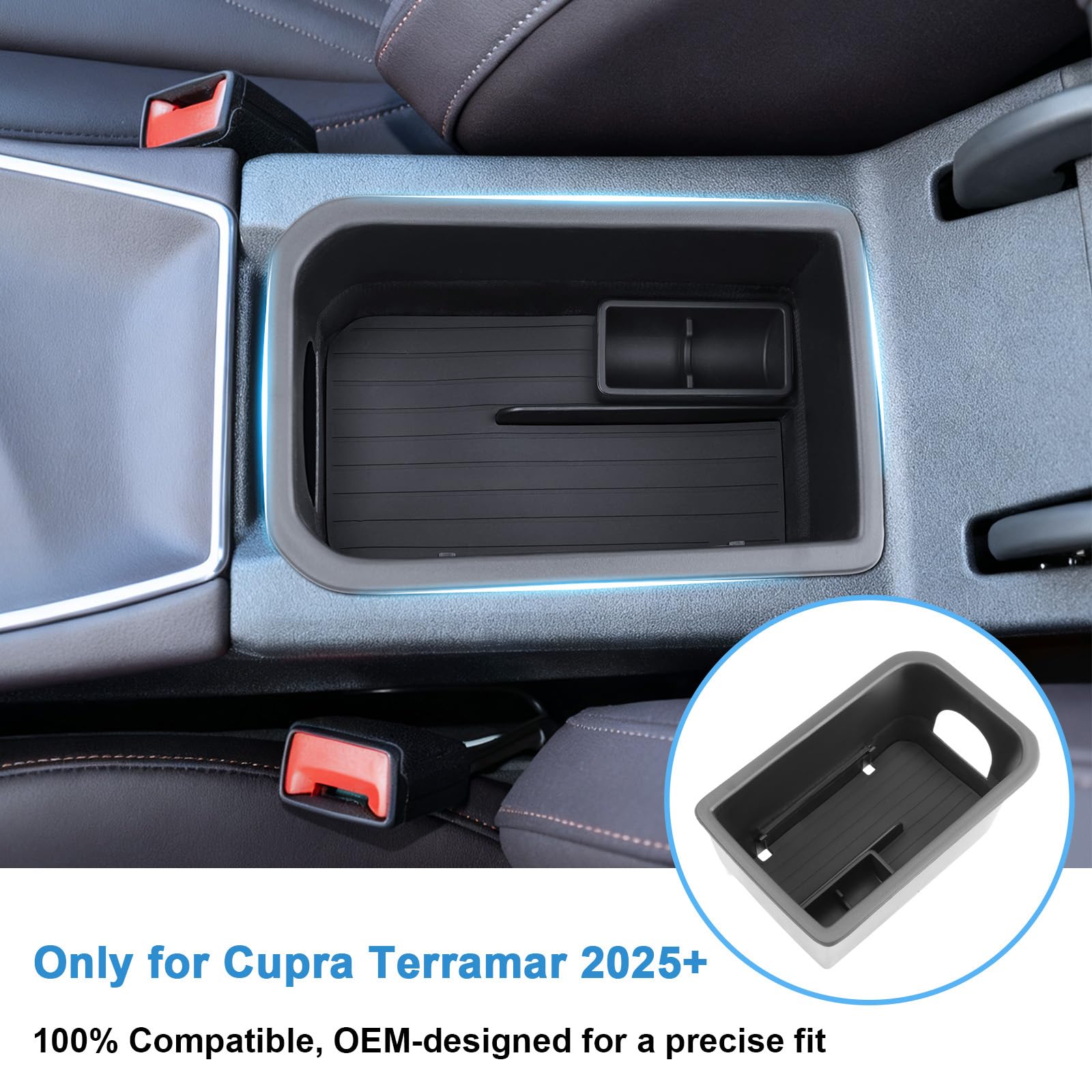 Vano Portaoggetti per Bracciolo Compatibile con Cupra Terramar 2025 2026, Scatola Portaoggetti del Bracciolo Centrale, Terramar VZ 2.0/1.5 Hybird VZ Organizer Con Scatola Monete