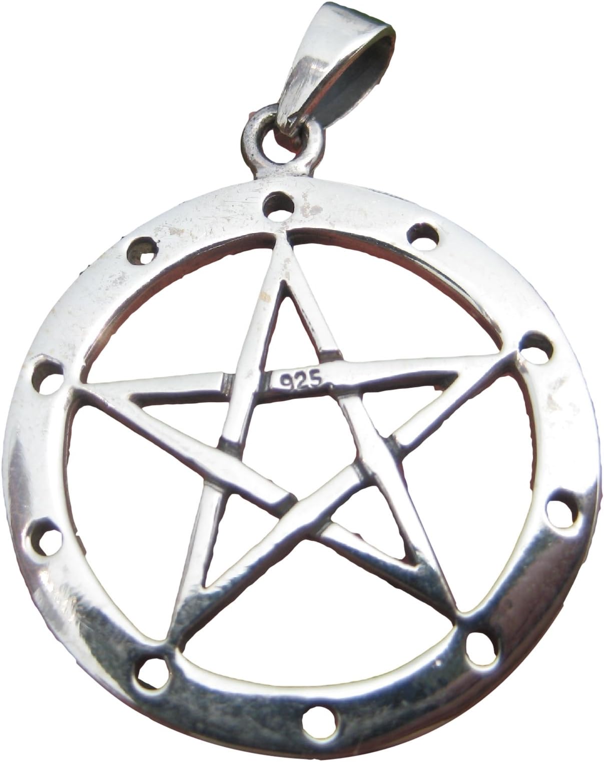 925 Sterling Silver Wicca Pentagram Pendant Necklace A25