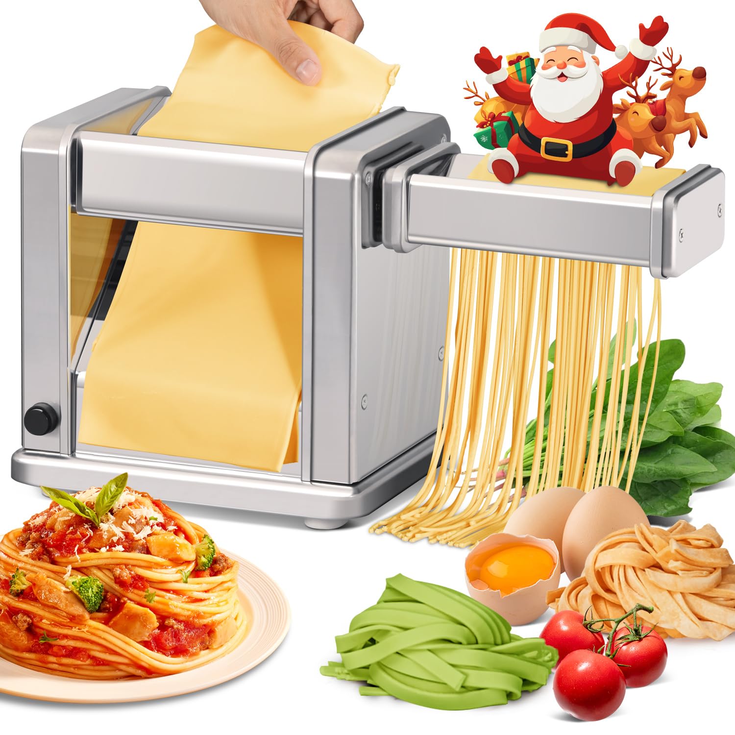 Maxceysen electric pasta maker stainless steel roller and cutter machine