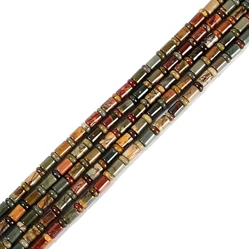 6x10mm Natural Red Creek Jasper Cylinder Tube with Rondelle Beads for Jewelry Making