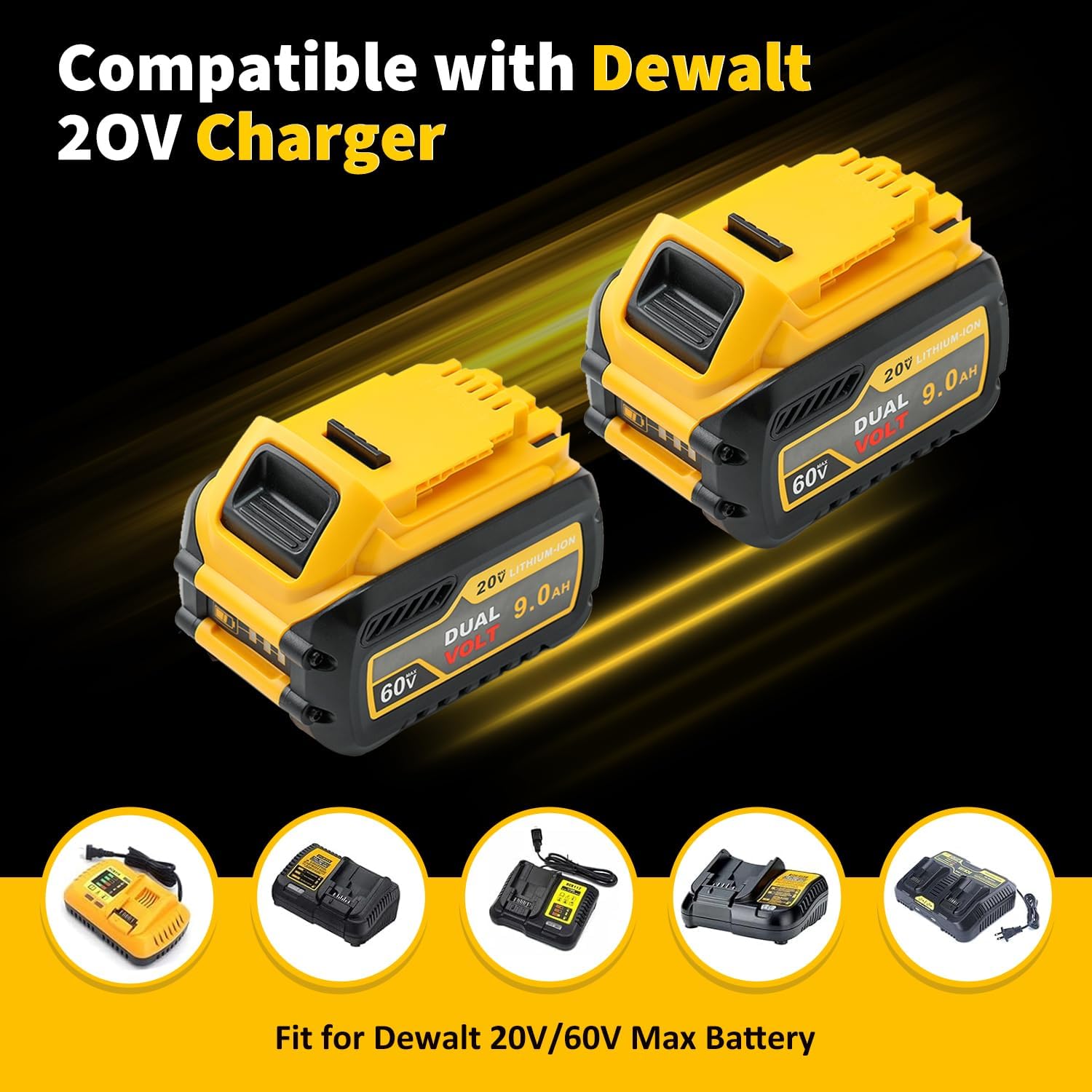 2 Packs Replacement for Dewalt 20V/60V Max Flexvolt Battery Compatible with Dewalt 20V/60V DCB606 DCB612 DCB609 Battery Series Power Tools