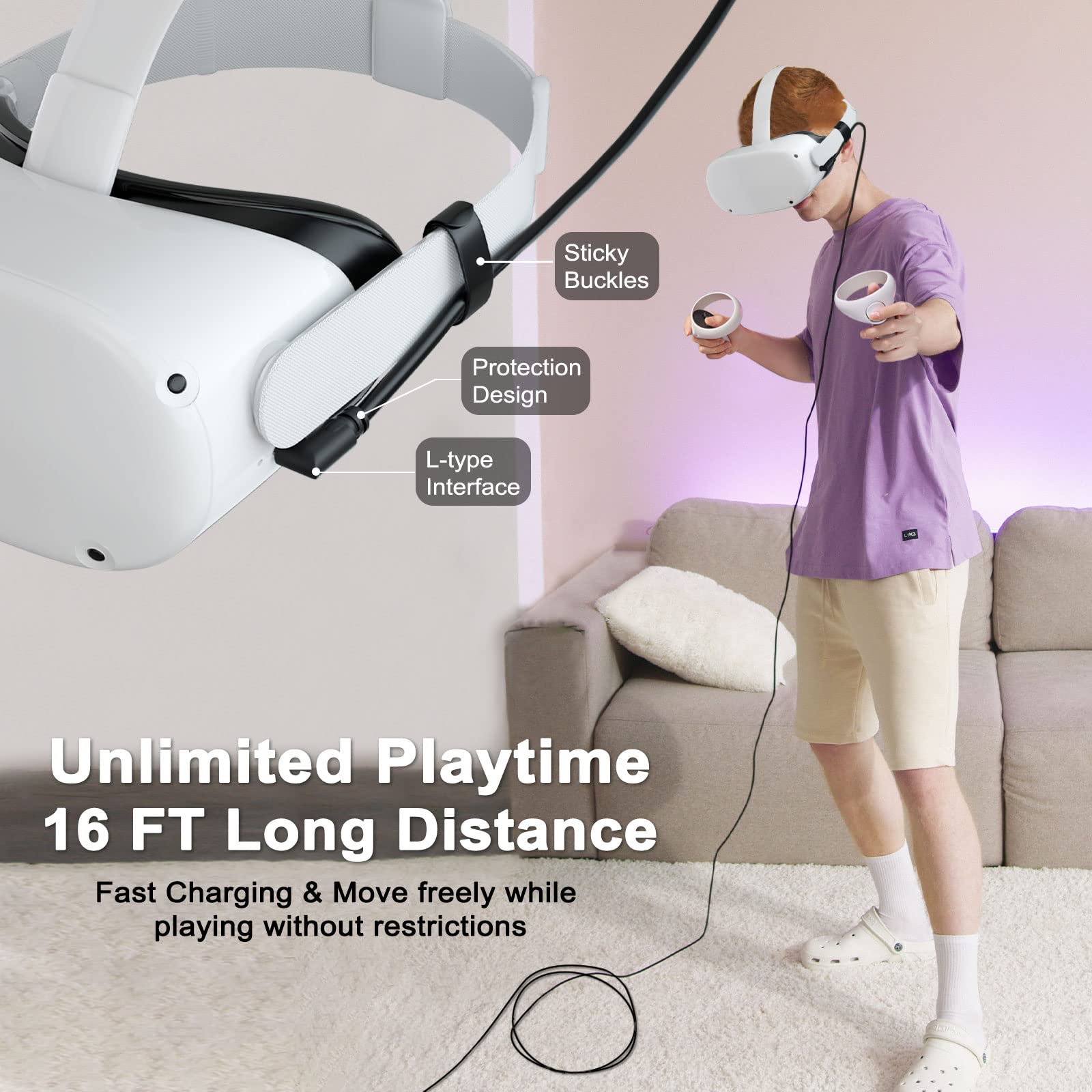 Oculus 20ft Oculus Link Cable USB-C VR Cable For Quest 3/2 To