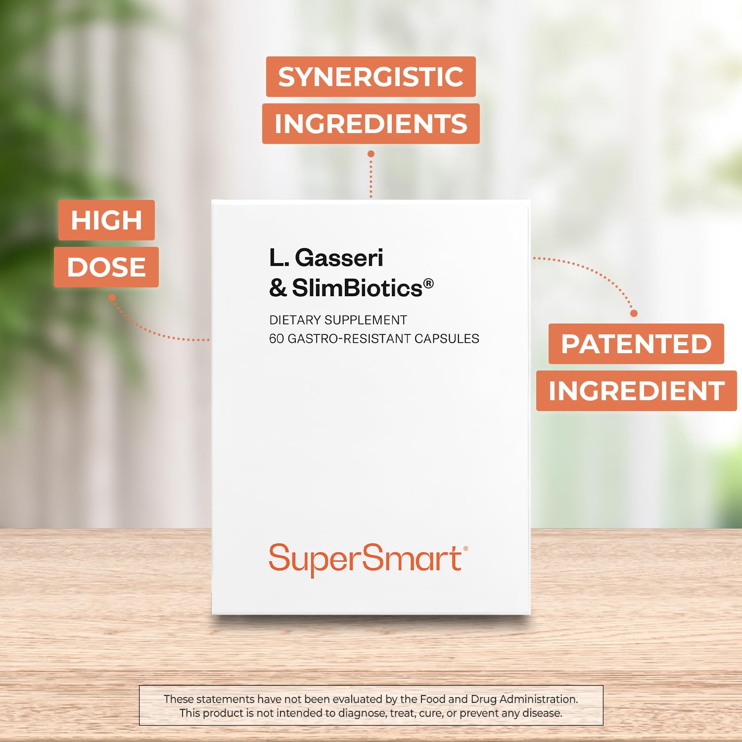 Supersmart L. Gasseri & SlimBiotics (Advanced Formula) - Probiotic Supplement with Lactobacillus Gasseri & SlimBiotics | Non-GMO & Gluten-Free - 60 Gastro-Resistant Capsules — Amazon image 2