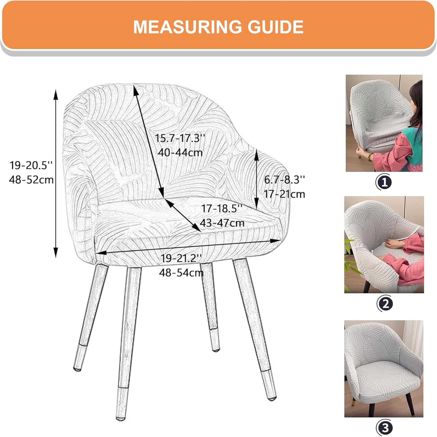 Stretch Curved Back Dining Chair Covers with Armrest, Accent Dining Room Chairs Covers Slipcovers with Arms, Removable Office Desk Chair Protector Covers for Vanity Living Room Bedroom(Water blue,6PCS