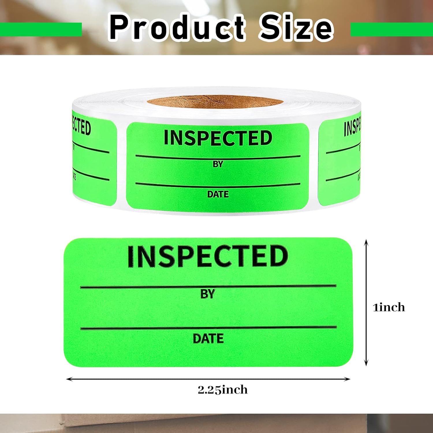Gersoniel 2400 Pcs 1 x 2.25 Inch Quality Control Inventory Labels Will Not Fade Rectangle Labels Fluorescent Green Adhesive Stickers for Handling Shipping Warehouse Inventory Control