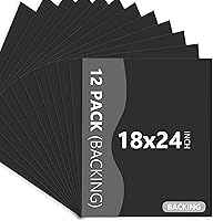 Vista 17 de Somime Paquete de 12 alfombrillas de respaldo solamente - 8x8 alfombrillas negras sin cortar, tablas de respaldo sin ácido, ideal