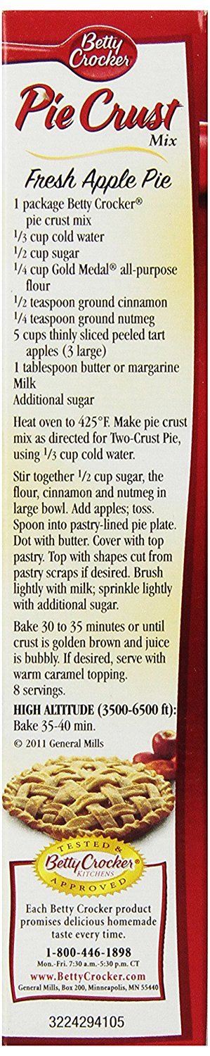 Betty Crocker Pie Crust Mix, 11oz Box (Pack of 6)