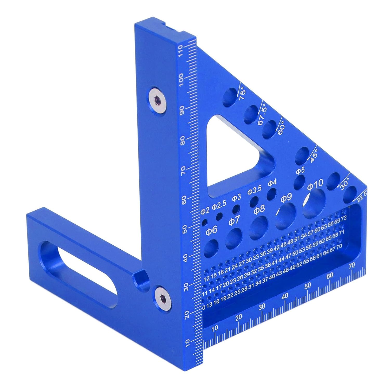 Professional Woodworking Square Protractor High Precision Aluminum Alloy Multi Angle Measuring Ruler for Carpenters DIY Projects with Right Angle Ruler Locating Pin Wrench Included (Blue)