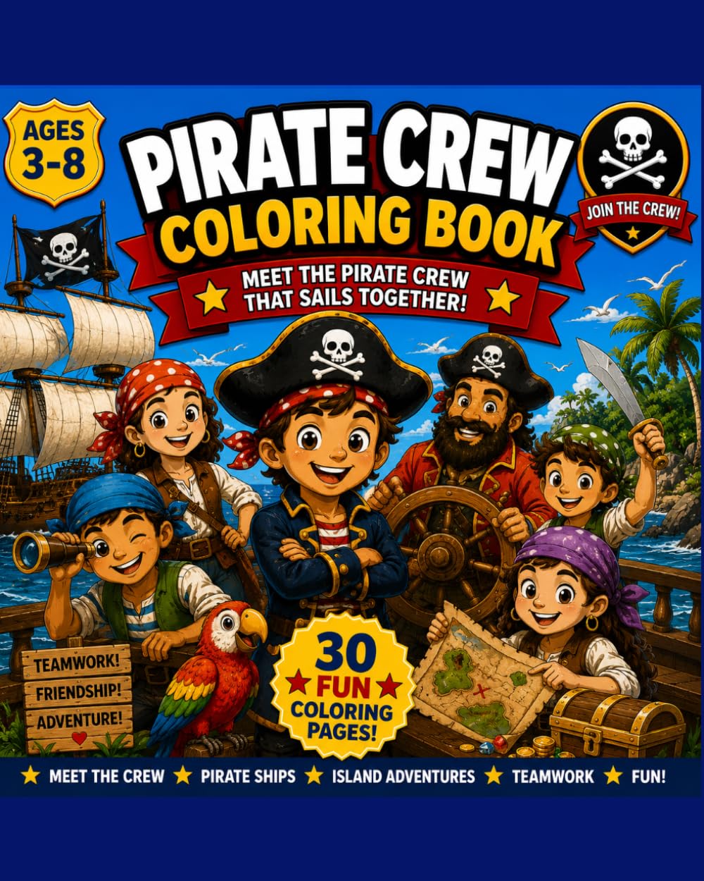 Pirate Crew Coloring Book: Meet the Friendly Pirate Crew That Sails Together!