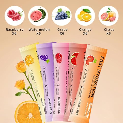 Miniatura 3 de Paquetes de electrolitos en polvo sin azúcar, 5 vitaminas y 7 electrolitos para una hidratación rápida, apto para dieta cetogénica, sin OMG,