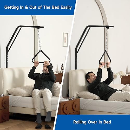 Miniatura 6 de Trapecio de cama, barra de trapecio para movilidad de la cama, ayuda al paciente, camas de hospital, barra triangular de soporte para piso,