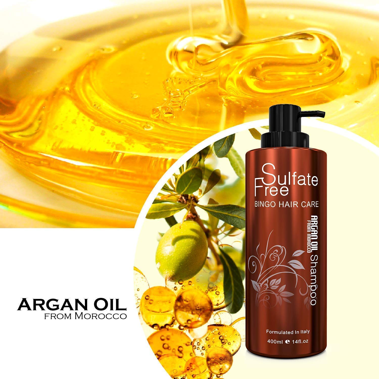 BINGO HAIR CARE Moroccan Argan Oil Shampoo and Hair Mask - Revitalizing, Moisturizing, Nourishing, Antioxidant - Paraben Free - Sulfate Free - For All Hair Types - 2x8 oz Set