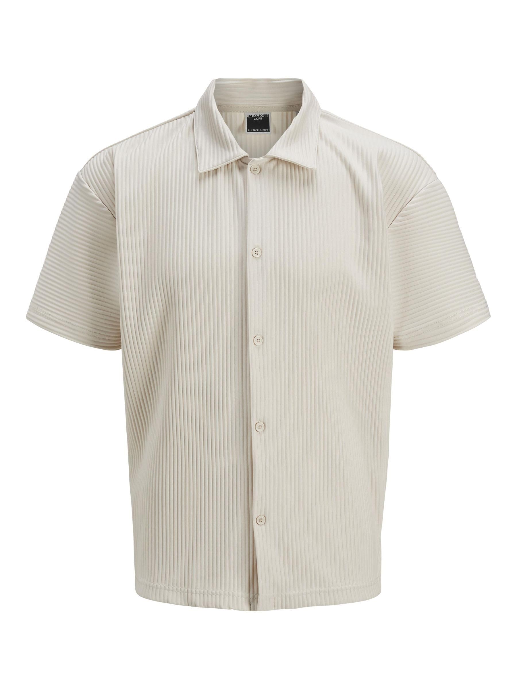 JACK & JONES Jcointerlude Plisse Shirt Ss, Moonbeam, M