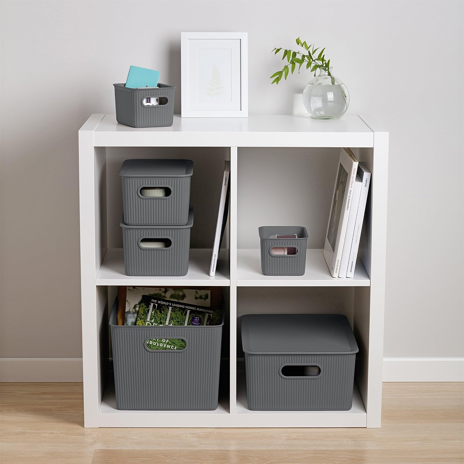 TATAY Cestino Portaoggetti Plastica 15 L Baobab | Scatola Organizzatrice | Manici Integrati | Design Compatto e Versatile | Plastica Senza BPA | 29,4 x 38,5 x 16 cm, Grigio