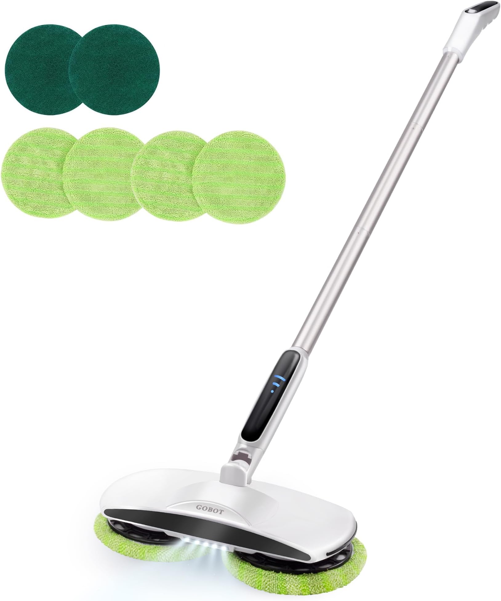 GOBOT Electric Mop with LED Headlights,Cordless & Rechargeable Electric Mop For Floor Cleaning, Use For Hardwood, Tile, Wooden, And Marble floors, 6 Reusable Microfiber Pads, Removable Batteries