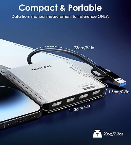 Miniatura 7 de WAVLINK Adaptador USB C a 4K HDMI y DP, pantallas cuádruples extendidas para MacWindows, divisor de monitores duales 8K o Quad 4K, puerto DP soporta