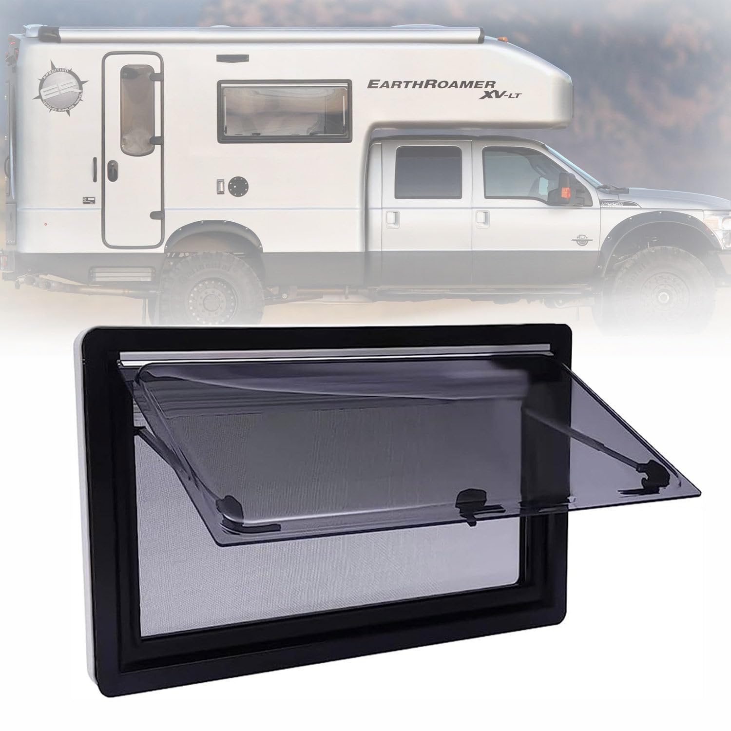 RV Ausstellfenster Set Compact Inkl. Verdunklungsrollo Insektenschutz Dichtmitttel Seitenfenster Wohnwagen Camper Fenster Acrylglas Von 300x500 Bis 550x1300 Insektenschutz,130 * 55cm