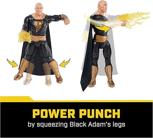 Miniatura 2 de DC Comics, Power Punch Black Adam Figura de acción de 12 pulgadas, más de 20 frases y sonidos, se ilumina con 2 accesorios, juguetes coleccionables