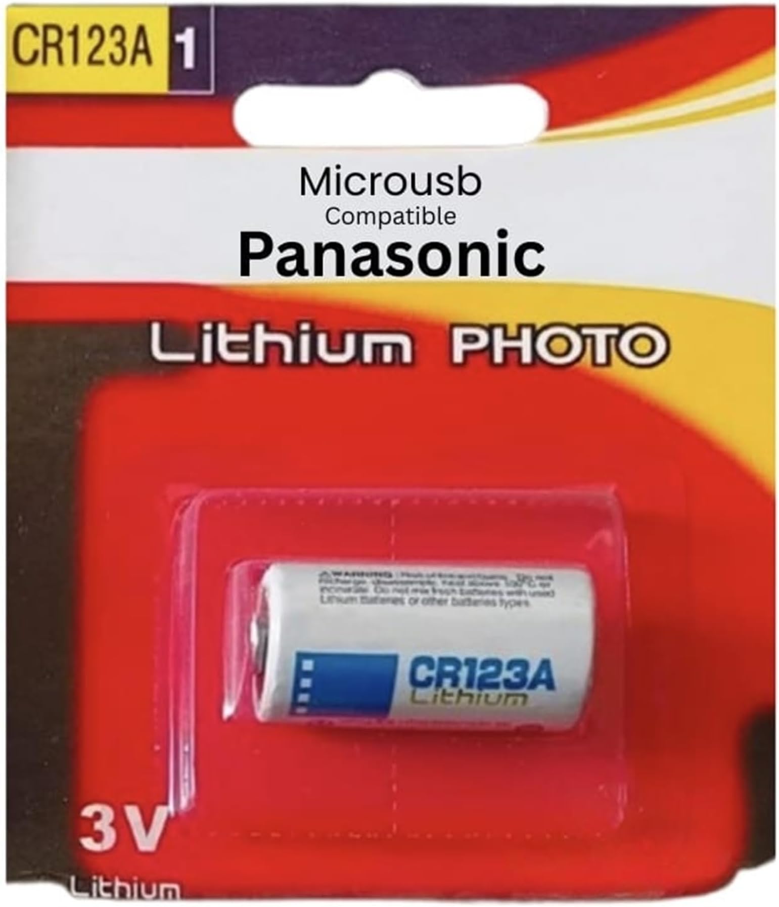 Compatible with Panasonic CR 123 A Lithium Battery 3V Photo Lithium Battery, 0.67" Diameter x 1.36" H (17.0 mm x 34.5 mm),