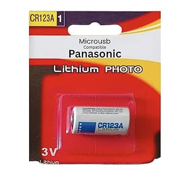 Compatible with Panasonic CR 123 A 3V Photo Non-Rechargeable Lithium Battery (Pack of 1)