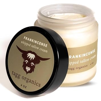 Organic Whipped Tallow Cream Frankincense, 100% Grass-Fed, Deep Moisture for Dry & Sensitive Skin, Chemical-Free & All-Natural, 4 oz | Face & Body Moisturizer, Long-Lasting Hydration, Dry & Sensitive Skin, Clean Ingredients, Premium Essential Oils, Made in USA