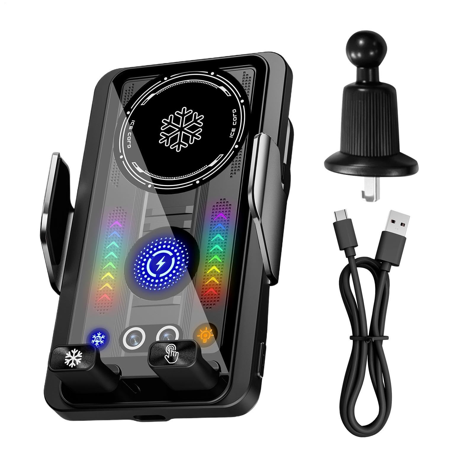 Caricatore Wireless Per Auto Wireless Con Bloccaggio Automatico E Ricarica | Supporto Telefono Auto A Ventola Antiscivolo 15W Per Auto SUV Camper Veicoli Pickup