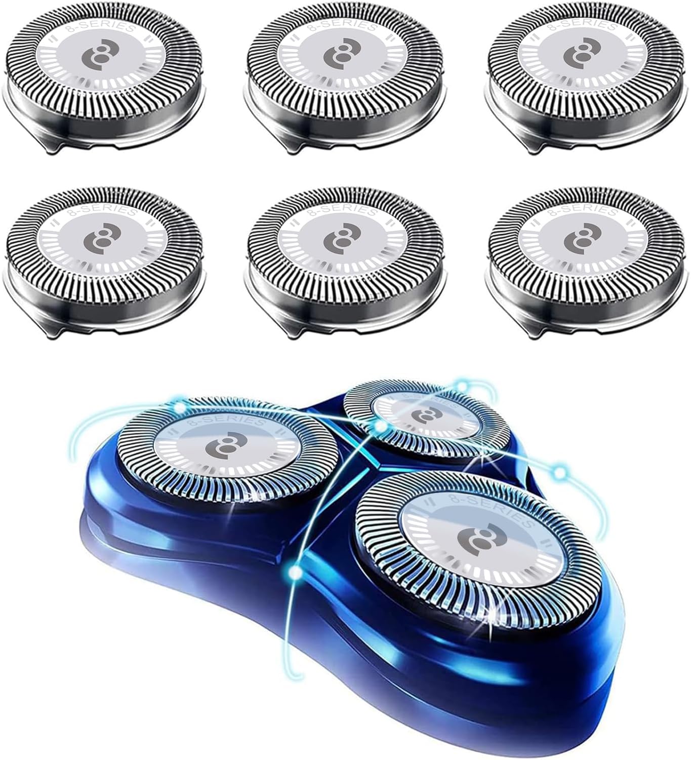 HQ8 Replacement Heads Compatible with Philips Norelco Aquatec Shaver, Blades for PT720 AT880 AT810, 8 Series 6-pc Pack