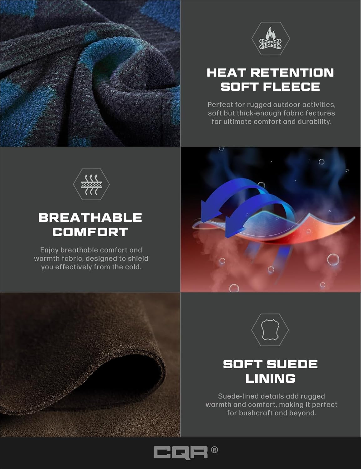 CQR Men's Long Sleeve Heavyweight Fleece Shirts, Plaid Button Up Shirt, Warm Outdoor Casual Shirt with Pockets - Image 9