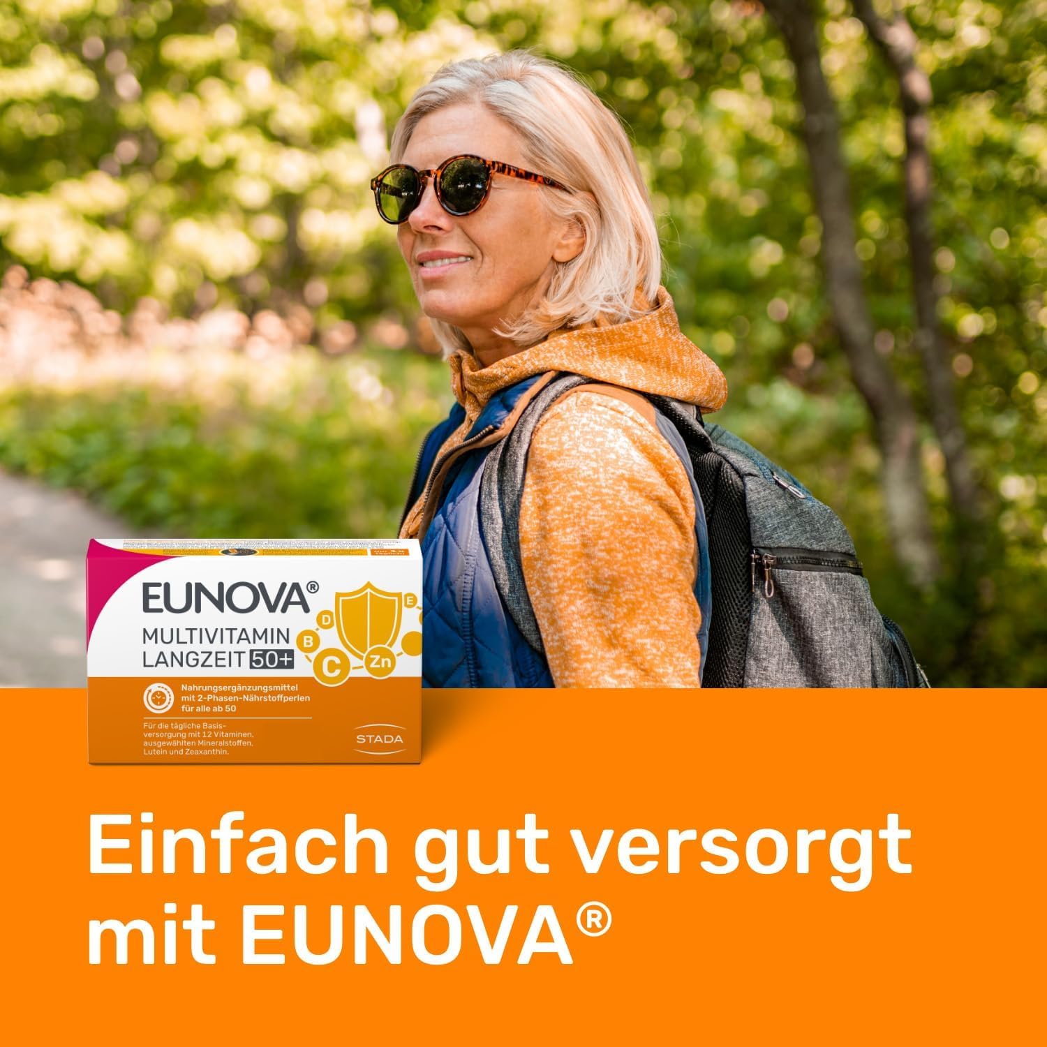 EUNOVA Langzeit 50+: Multivitamin Tabletten mit Lutein & Zink, 120 Kapseln